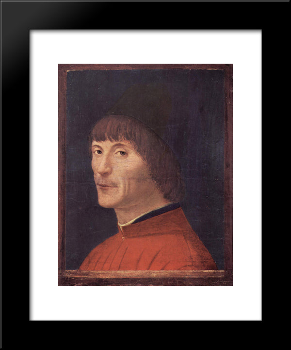 Portrait Of A Man 20x24 Black Modern Wood Framed Art Print Poster by Messina, Antonello da