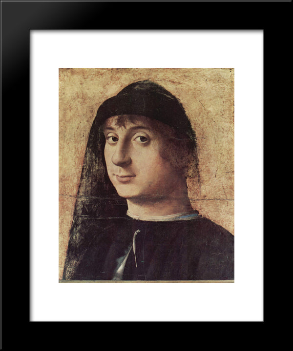 Portrait Of A Man 20x24 Black Modern Wood Framed Art Print Poster by Messina, Antonello da