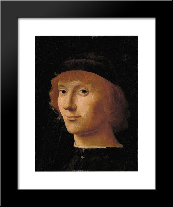 Portrait Of A Man 20x24 Black Modern Wood Framed Art Print Poster by Messina, Antonello da