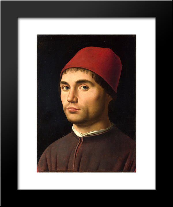 Portrait Of A Man 20x24 Black Modern Wood Framed Art Print Poster by Messina, Antonello da