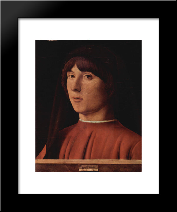 Portrait Of A Man 20x24 Black Modern Wood Framed Art Print Poster by Messina, Antonello da