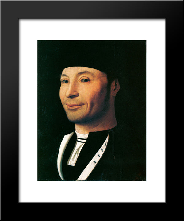 Portrait Of A Man 20x24 Black Modern Wood Framed Art Print Poster by Messina, Antonello da