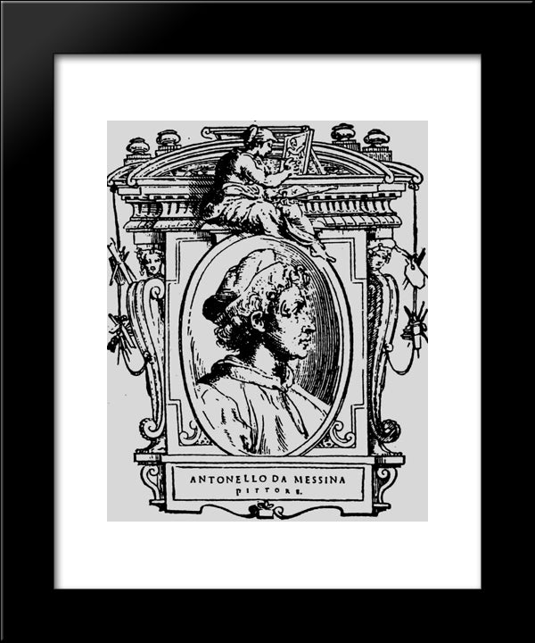 Painter (Self-Portrait) 20x24 Black Modern Wood Framed Art Print Poster by Messina, Antonello da