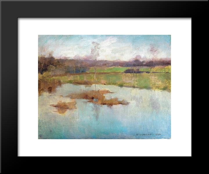Pond Giverny 20x24 Black Modern Wood Framed Art Print Poster by Metcalf, Willard