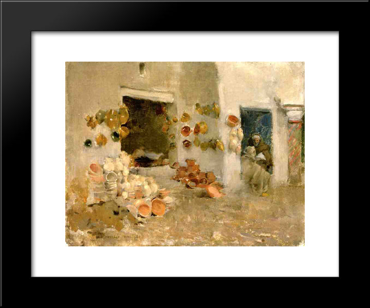 Pottery Shop At Tunis 20x24 Black Modern Wood Framed Art Print Poster by Metcalf, Willard
