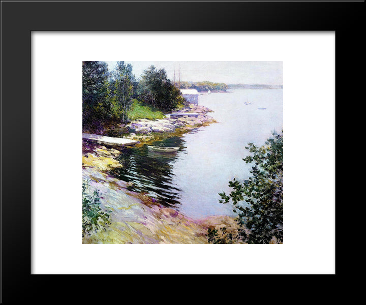 The Landing Place 20x24 Black Modern Wood Framed Art Print Poster by Metcalf, Willard