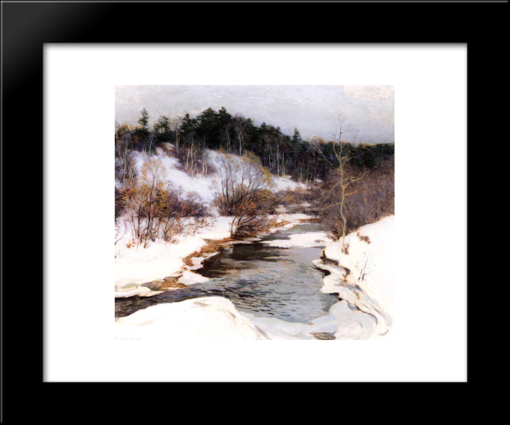The Frozen Pool, March 20x24 Black Modern Wood Framed Art Print Poster by Metcalf, Willard