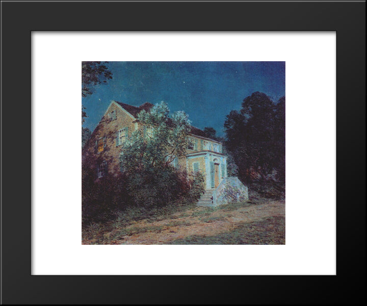 White Lilacs 20x24 Black Modern Wood Framed Art Print Poster by Metcalf, Willard
