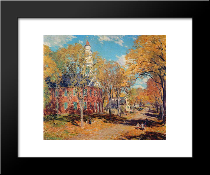 October Morning, Deerfield 20x24 Black Modern Wood Framed Art Print Poster by Metcalf, Willard