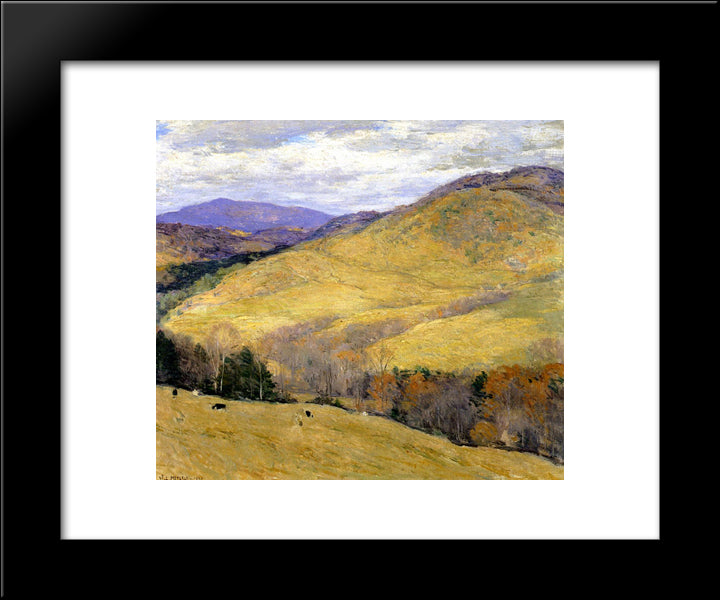 Vermont Hills, November 20x24 Black Modern Wood Framed Art Print Poster by Metcalf, Willard