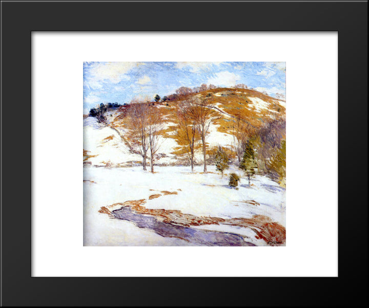 Snow In The Foothills 20x24 Black Modern Wood Framed Art Print Poster by Metcalf, Willard