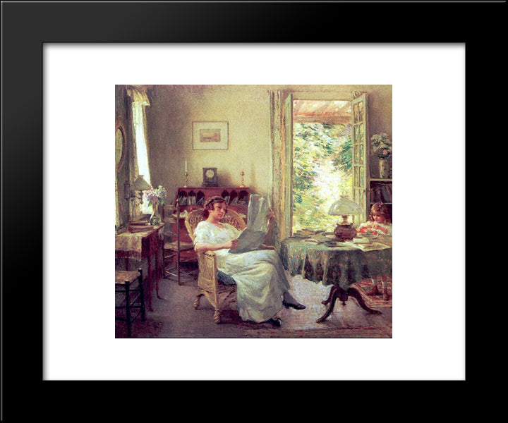 Summer At Hadlyme 20x24 Black Modern Wood Framed Art Print Poster by Metcalf, Willard