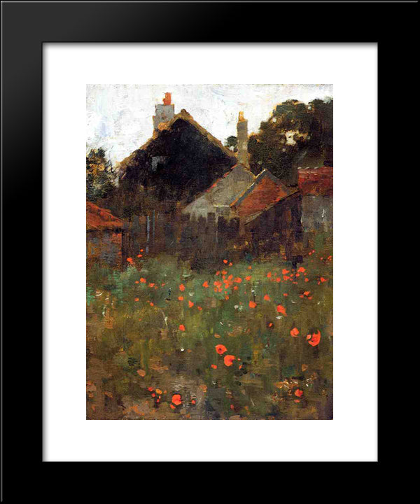 The Poppy Field 20x24 Black Modern Wood Framed Art Print Poster by Metcalf, Willard
