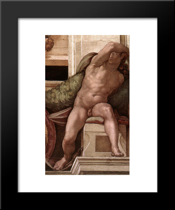 Ignudo 20x24 Black Modern Wood Framed Art Print Poster by Michelangelo