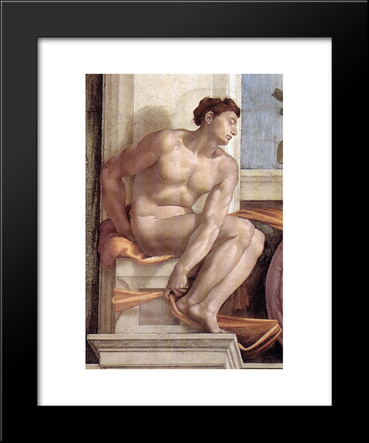 Ignudo 20x24 Black Modern Wood Framed Art Print Poster by Michelangelo