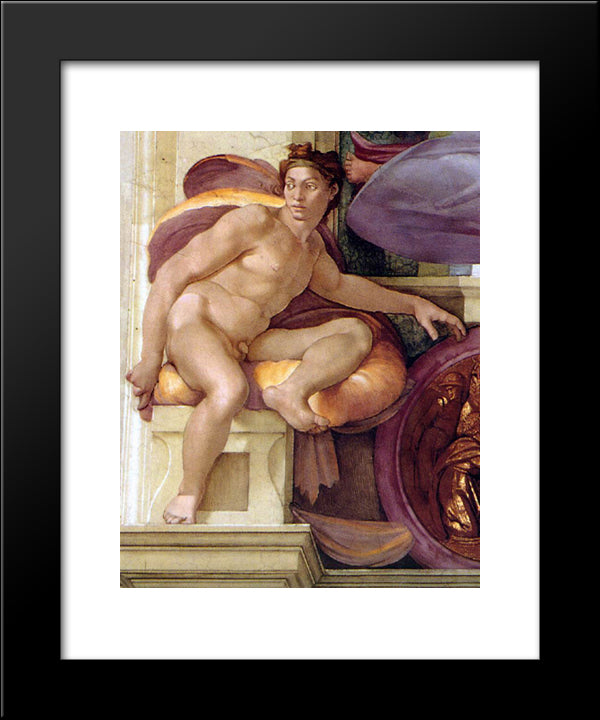 Ignudo 20x24 Black Modern Wood Framed Art Print Poster by Michelangelo