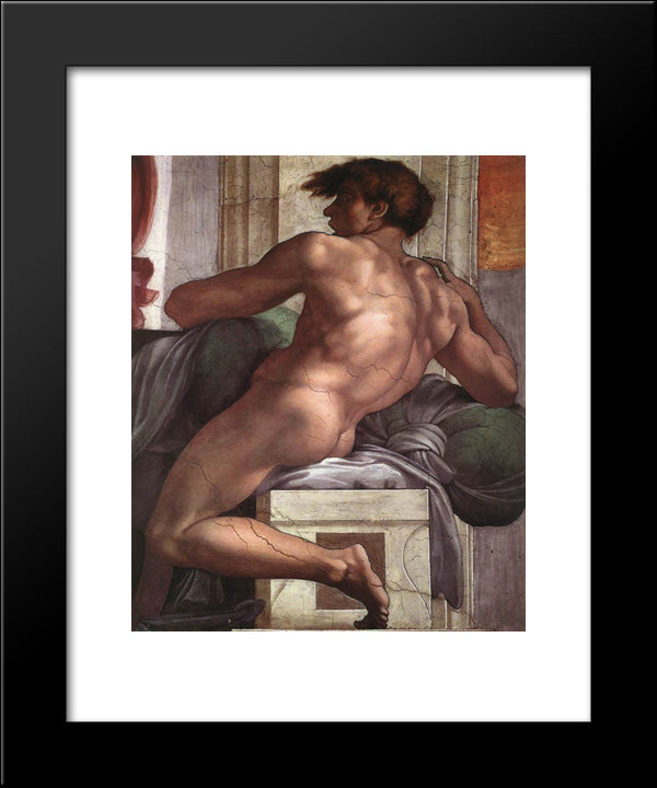 Ignudo 20x24 Black Modern Wood Framed Art Print Poster by Michelangelo