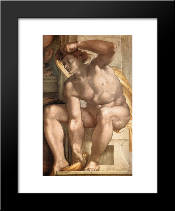 Ignudo 20x24 Black Modern Wood Framed Art Print Poster by Michelangelo