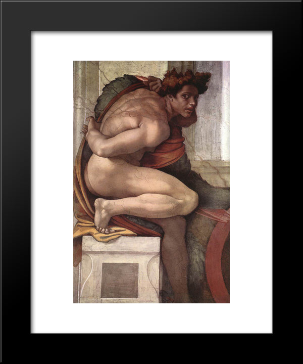 Ignudo 20x24 Black Modern Wood Framed Art Print Poster by Michelangelo