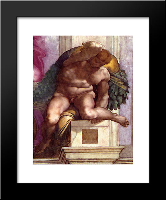 Ignudo 20x24 Black Modern Wood Framed Art Print Poster by Michelangelo