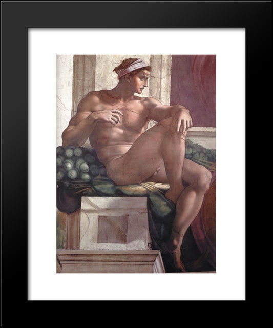 Ignudo 20x24 Black Modern Wood Framed Art Print Poster by Michelangelo