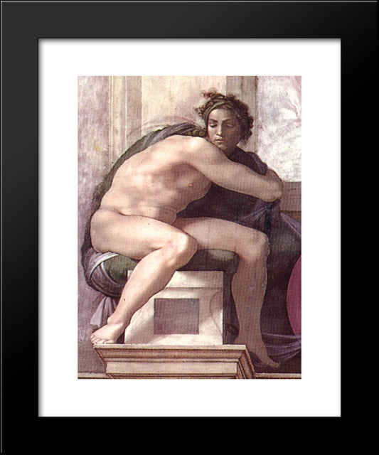 Ignudo 20x24 Black Modern Wood Framed Art Print Poster by Michelangelo