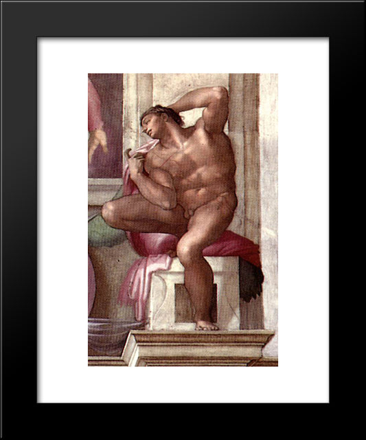 Ignudo 20x24 Black Modern Wood Framed Art Print Poster by Michelangelo