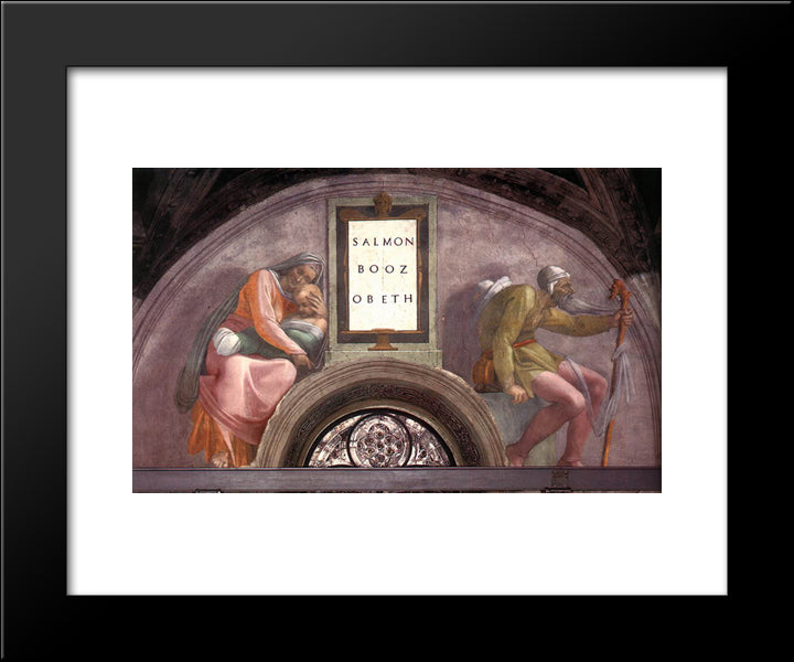 He Ancestors Of Christ: Boaz, Obed 20x24 Black Modern Wood Framed Art Print Poster by Michelangelo