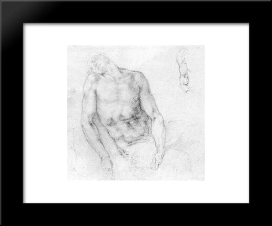 Study To 'Pieta' 20x24 Black Modern Wood Framed Art Print Poster by Michelangelo