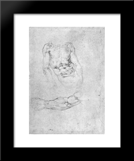 Studies For 'Pieta' Or 'The Last Judgement' 20x24 Black Modern Wood Framed Art Print Poster by Michelangelo