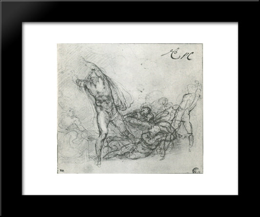 Study For A 'Resurrection Of Christ' 20x24 Black Modern Wood Framed Art Print Poster by Michelangelo