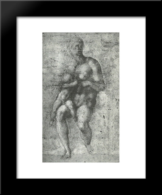 Study For A 'Holy Family With The Infant St.John' 20x24 Black Modern Wood Framed Art Print Poster by Michelangelo