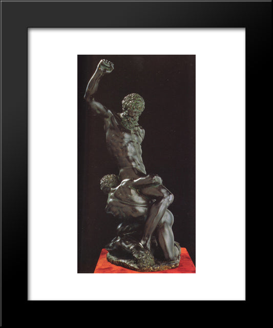 Samson And Two Philistines 20x24 Black Modern Wood Framed Art Print Poster by Michelangelo