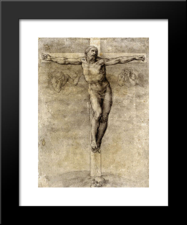 Study To 'Crusifixion' 20x24 Black Modern Wood Framed Art Print Poster by Michelangelo