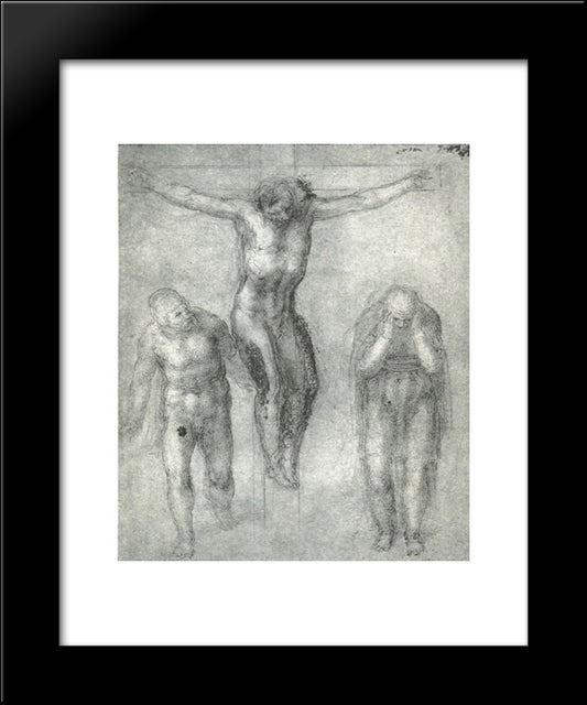 Study For 'Christ On The Cross With Mourners' 20x24 Black Modern Wood Framed Art Print Poster by Michelangelo