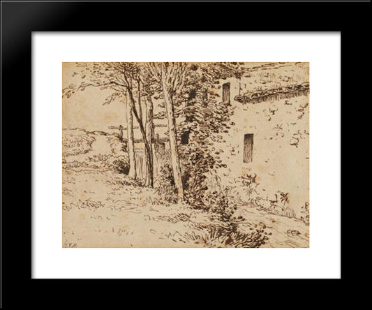 Water Mill Near Vichy 20x24 Black Modern Wood Framed Art Print Poster by Millet, Jean Francois