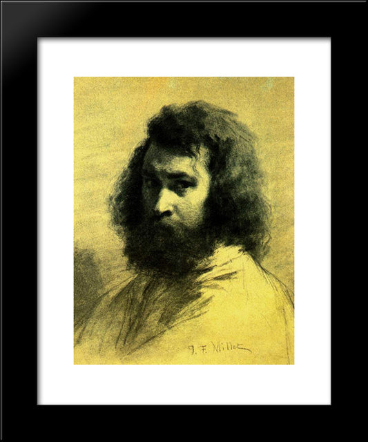 Self-Portrait 20x24 Black Modern Wood Framed Art Print Poster by Millet, Jean Francois