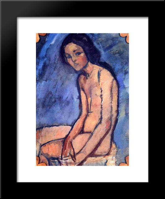 Seated Nude 20x24 Black Modern Wood Framed Art Print Poster by Modigliani, Amedeo