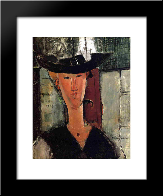 Madame Pompadour 20x24 Black Modern Wood Framed Art Print Poster by Modigliani, Amedeo