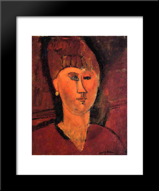 Head Of Red-Haired Woman 20x24 Black Modern Wood Framed Art Print Poster by Modigliani, Amedeo