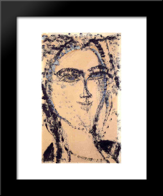 Woman'S Head 20x24 Black Modern Wood Framed Art Print Poster by Modigliani, Amedeo