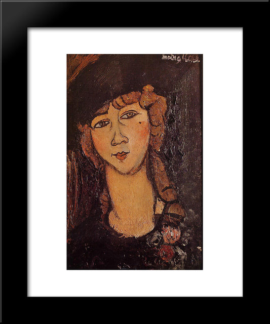 Lolotte (Head Of A Woman In A Hat) 20x24 Black Modern Wood Framed Art Print Poster by Modigliani, Amedeo