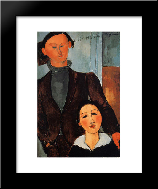 Acques And Berthe Lipchitz 20x24 Black Modern Wood Framed Art Print Poster by Modigliani, Amedeo