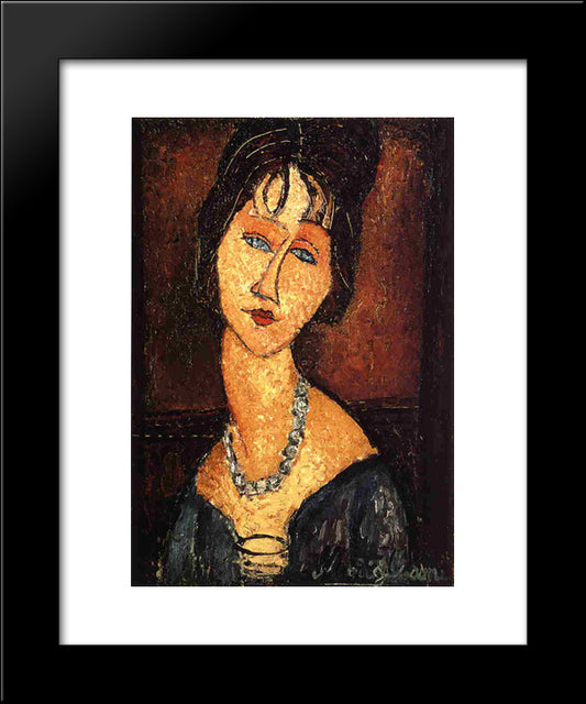 Jeanne Hebuterne With Necklace 20x24 Black Modern Wood Framed Art Print Poster by Modigliani, Amedeo
