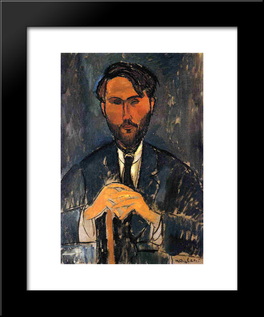 Leopold Zborowski With A Walking Stick 20x24 Black Modern Wood Framed Art Print Poster by Modigliani, Amedeo