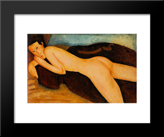 Reclining Nude From The Bac 20x24 Black Modern Wood Framed Art Print Poster by Modigliani, Amedeo
