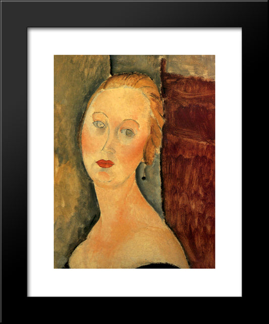 Germaine Survage With Earrings 20x24 Black Modern Wood Framed Art Print Poster by Modigliani, Amedeo