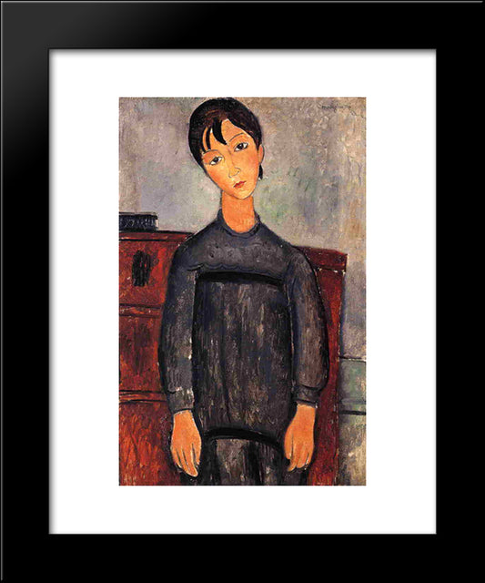 Little Girl In Black Apron 20x24 Black Modern Wood Framed Art Print Poster by Modigliani, Amedeo