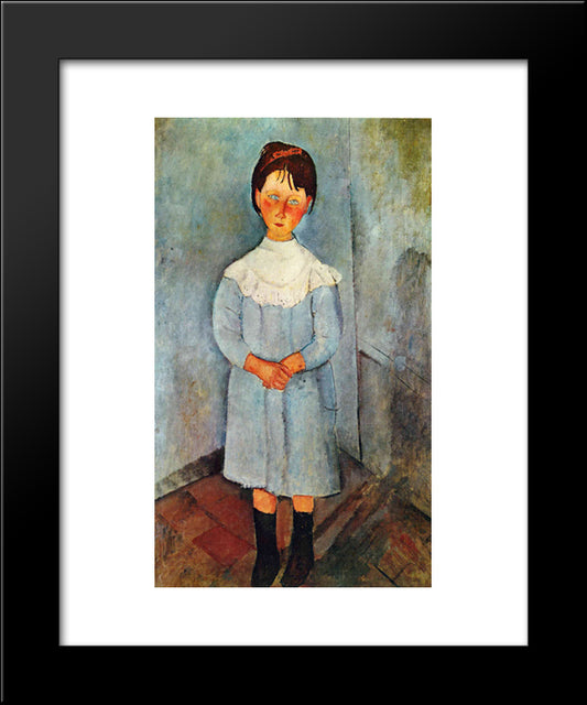 Little Girl In Blue 20x24 Black Modern Wood Framed Art Print Poster by Modigliani, Amedeo