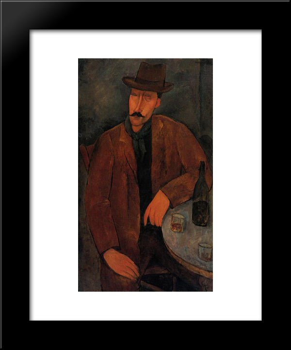 Man With A Glass Of Wine 20x24 Black Modern Wood Framed Art Print Poster by Modigliani, Amedeo